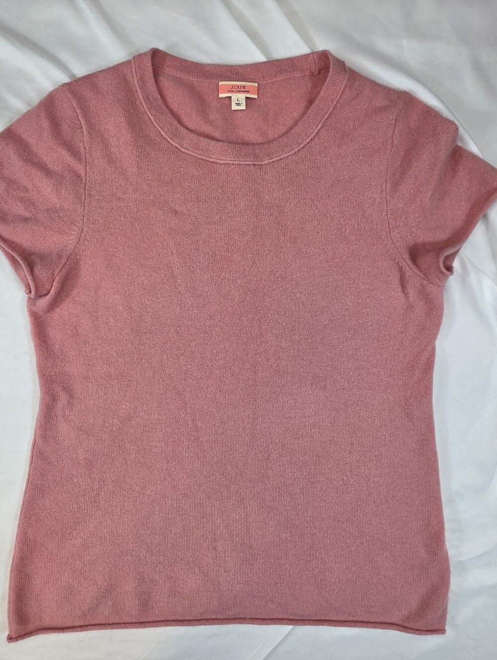 J.Crew 100% Cashmere Pink Short Sleeve Sweater Top Size L